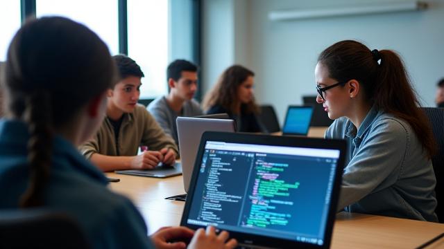 フルスタックWeb開発コースを学ぶ学生