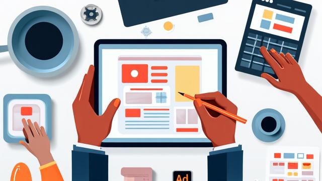 UI/UXデザインワークフローを描いたイラスト